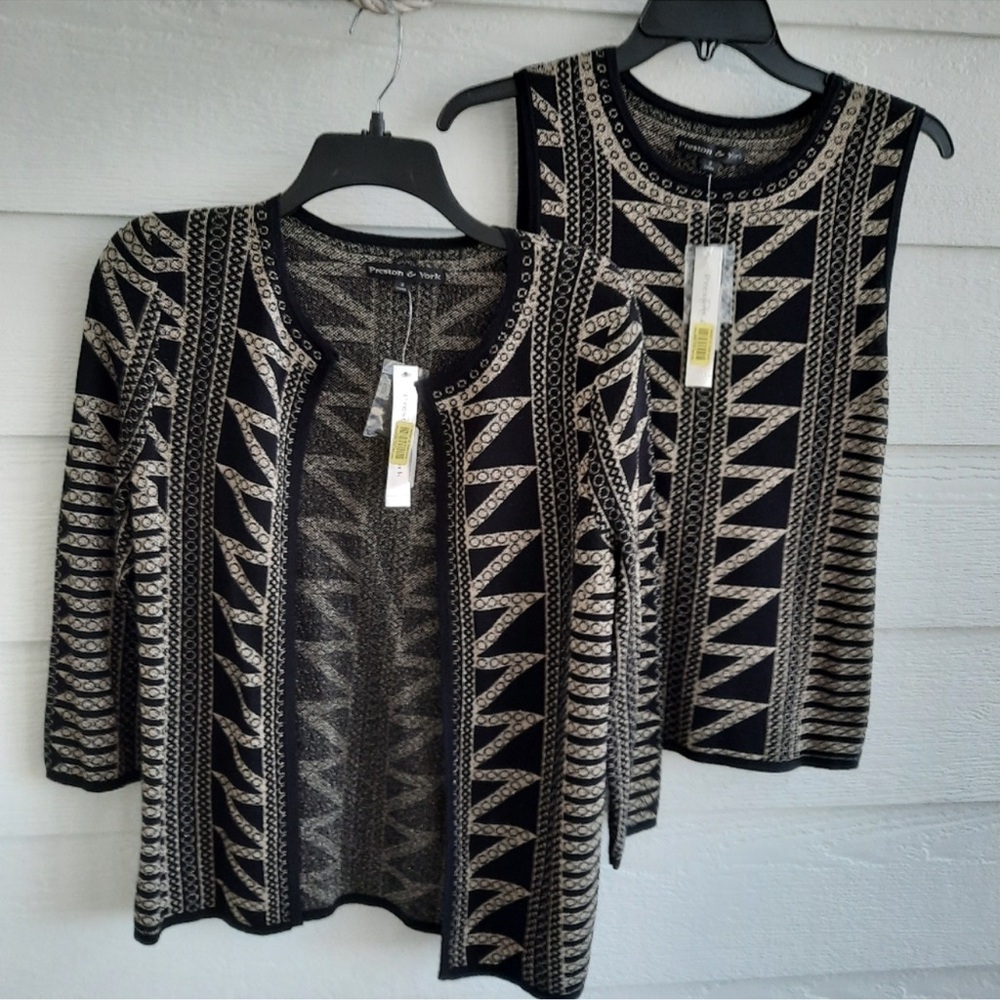 Preston & York sweater set black & silver